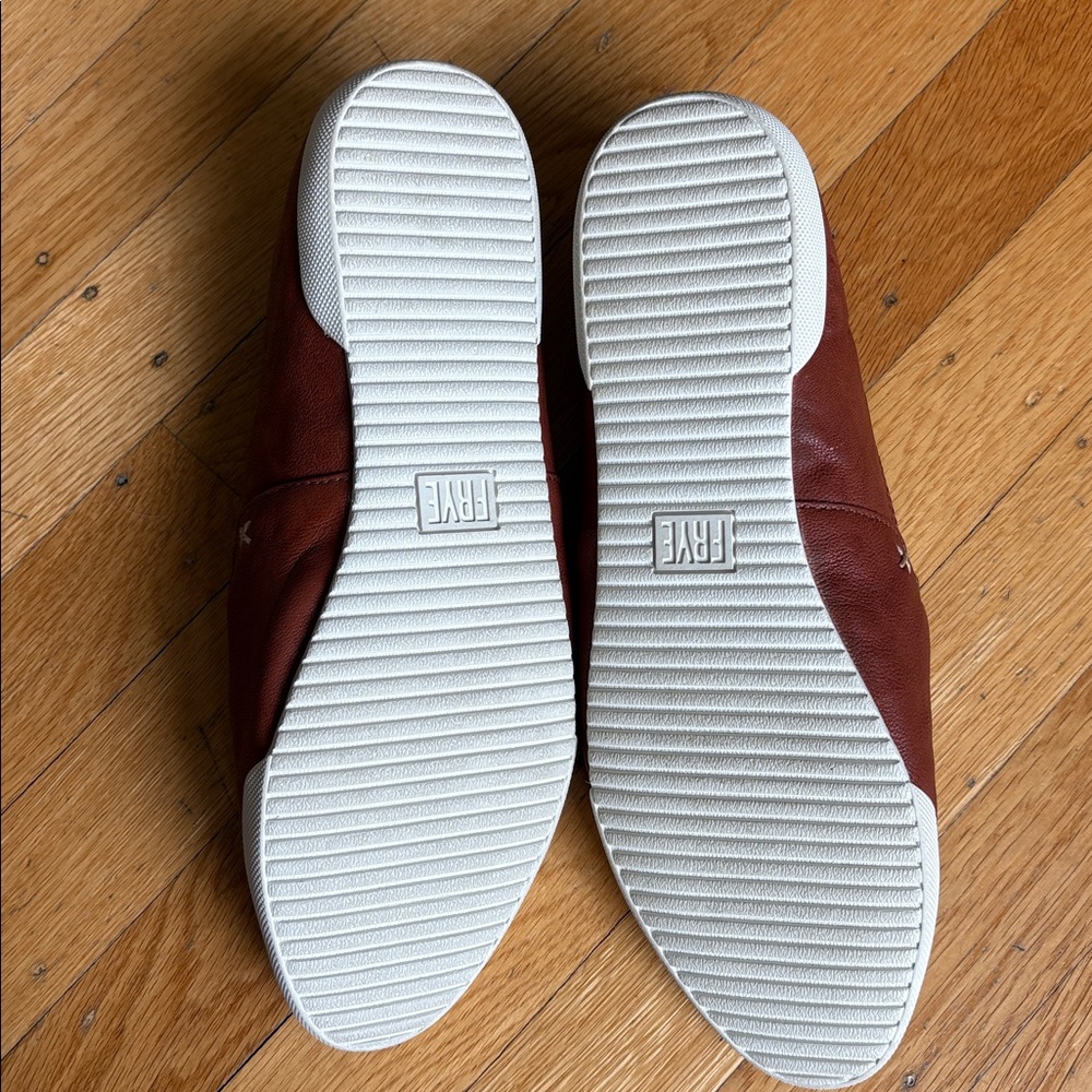 Frye Leather Slip-On Sneakers in Brick Brown - Picture 3 of 7